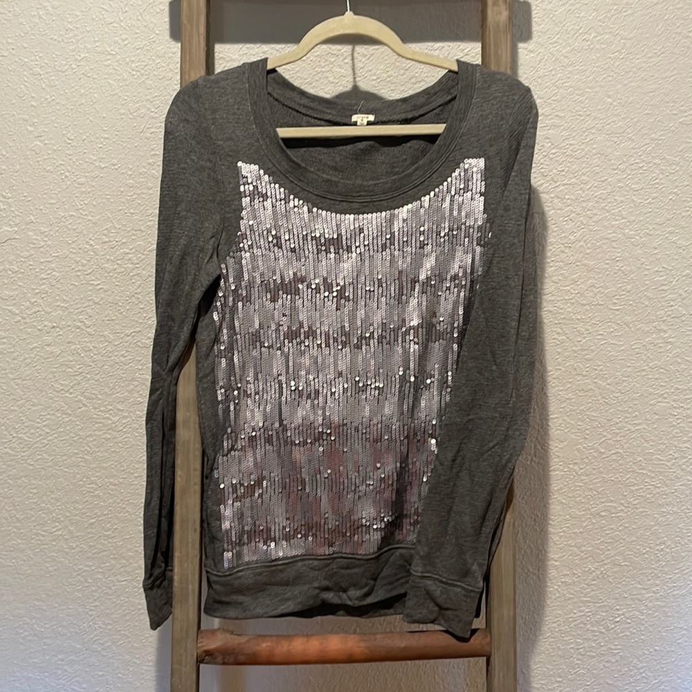 Long-sleeve sequin sweater.